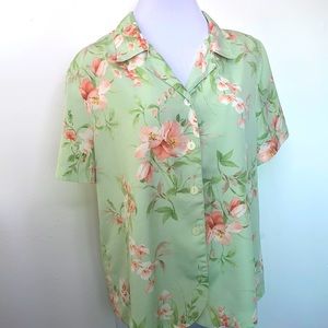 Vintage Floral Button Down Blouse Size:16